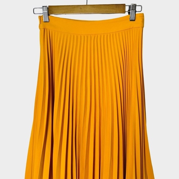 Zara Pleated Midi Skirt Golden Yellow Orange XS Resort Boho Festival - Picture 7 of 11